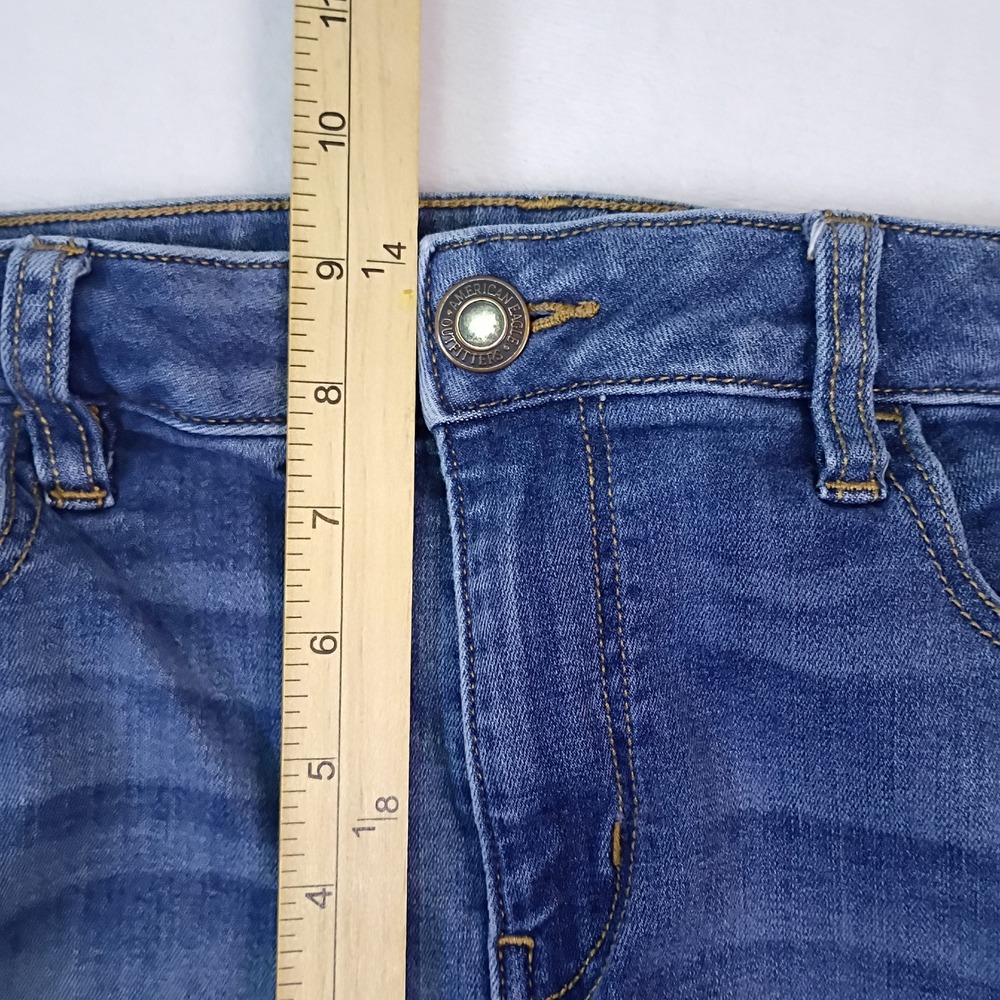 American Eagle Next Level Stretch Distressed Jeggings Blue Womens Size 12 Short - Picture 8 of 13